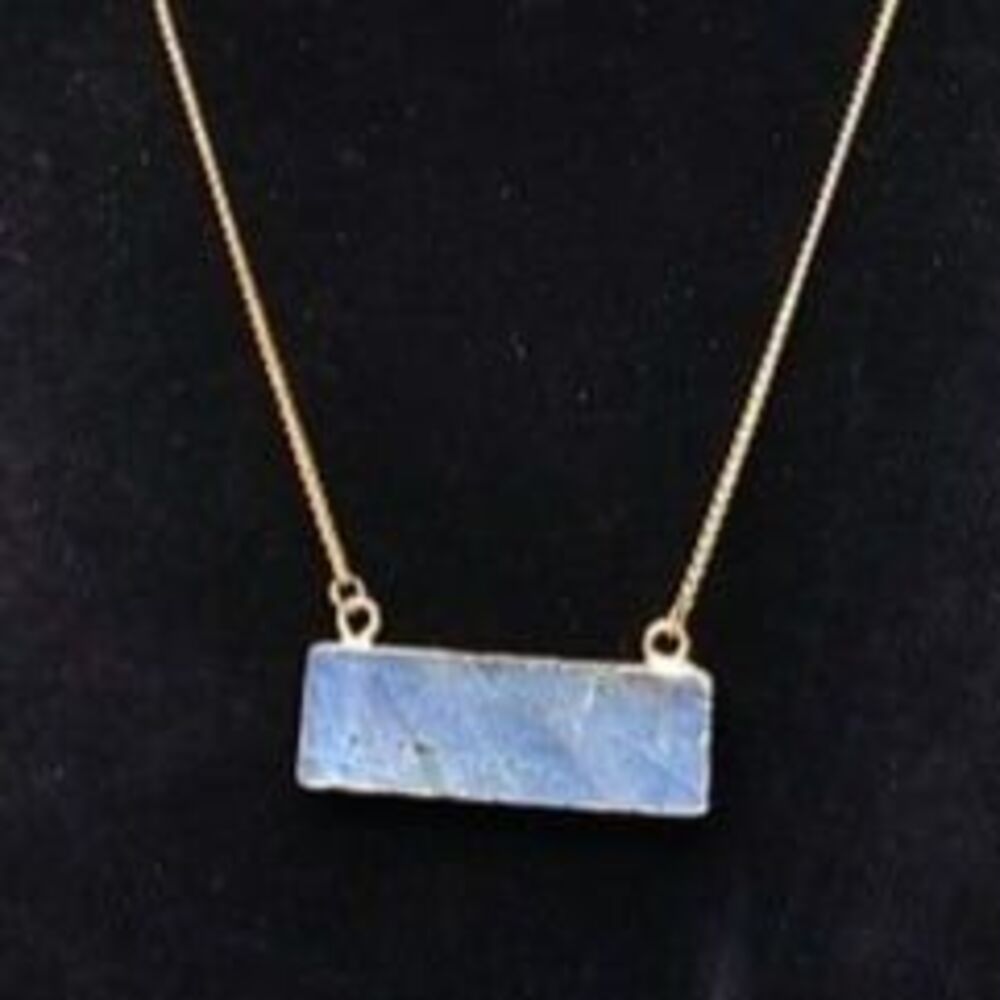 AB Glass Pendant with Gold Tone Chain Necklace 16.5"L